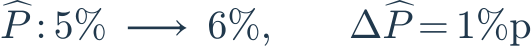 \widehat P:5\%\ \longrightarrow\ 6\%,\qquad\Delta\widehat P=1\%\mathrm{p}