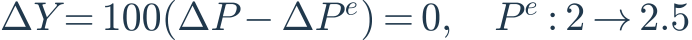 \Delta Y=100(\Delta P-\Delta P^e)=0,\quad P^e:2\to2.5