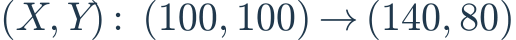 (X,Y):\ (100,100)\to(140,80)