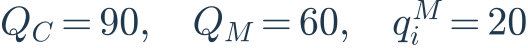Q_C=90,\quad Q_M=60,\quad q_i^M=20