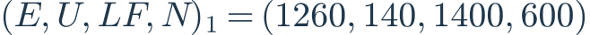 (E,U,LF,N)_1=(1260,140,1400,600)