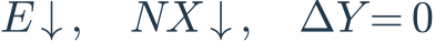 E\downarrow,\quad NX\downarrow,\quad\Delta Y=0
