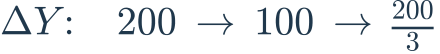 \Delta Y:\quad200\ \to\ 100\ \to\ \frac{200}{3}