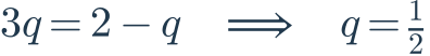 3q=2-q\quad\Longrightarrow\quad q=\frac{1}{2}