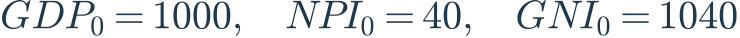 GDP_0=1000,\quad NPI_0=40,\quad GNI_0=1040