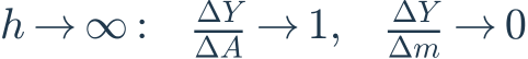 h\to\infty:\quad\frac{\Delta Y}{\Delta A}\to1,\quad\frac{\Delta Y}{\Delta m}\to0