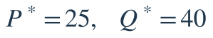 P^*=25,\quad Q^*=40