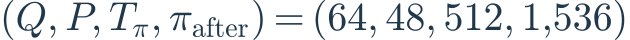 (Q,P,T_{\pi},\pi_{\rm after})=(64,48,512,1{,}536)